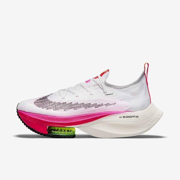 Buty do Biegania Damskie Nike Air Zoom Alphafly NEXT% Flyknit Szosowe Wyścigowe Białe Czarne Czarne | NK987TGR