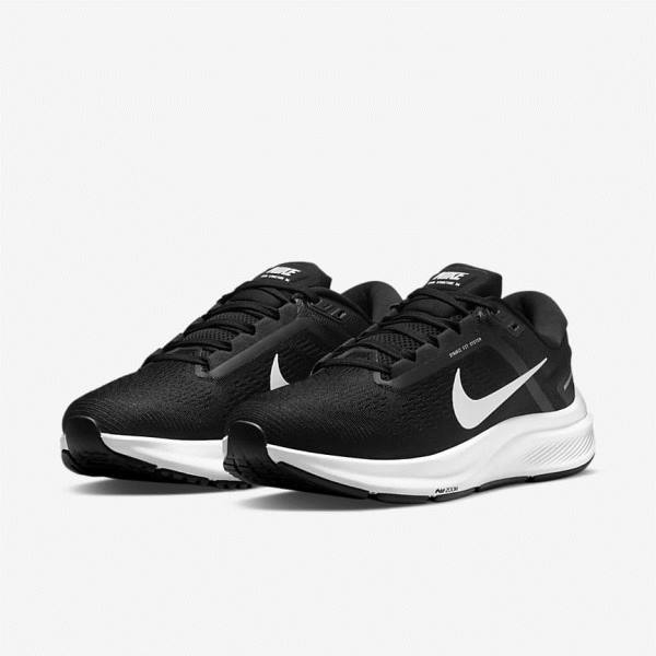 Buty do Biegania Damskie Nike Air Zoom Structure 24 Szosowe Czarne Białe | NK293XGQ