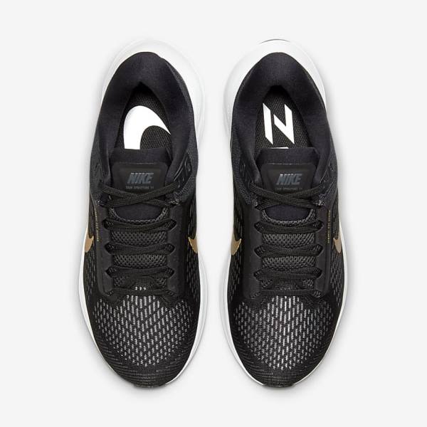 Buty do Biegania Damskie Nike Air Zoom Structure 24 Szosowe Czarne Ciemny Szare Metal Złote | NK307VSY