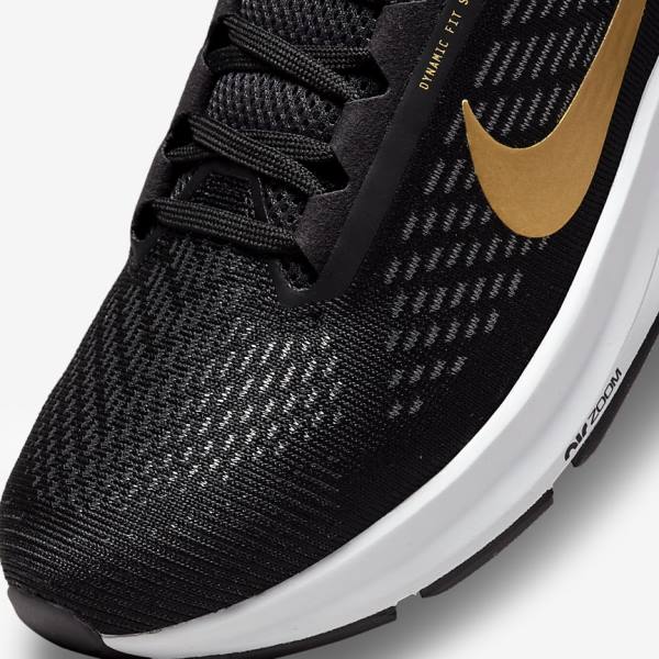 Buty do Biegania Damskie Nike Air Zoom Structure 24 Szosowe Czarne Ciemny Szare Metal Złote | NK307VSY