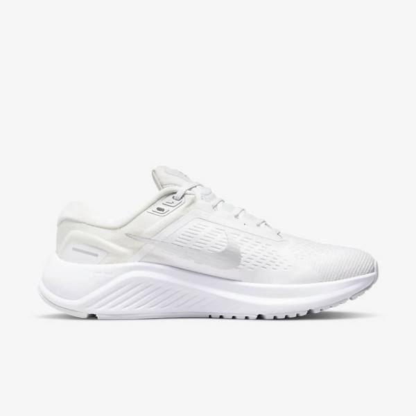 Buty do Biegania Damskie Nike Air Zoom Structure 24 Szosowe Białe Platyna Platyna Metal Srebrne | NK649KEZ