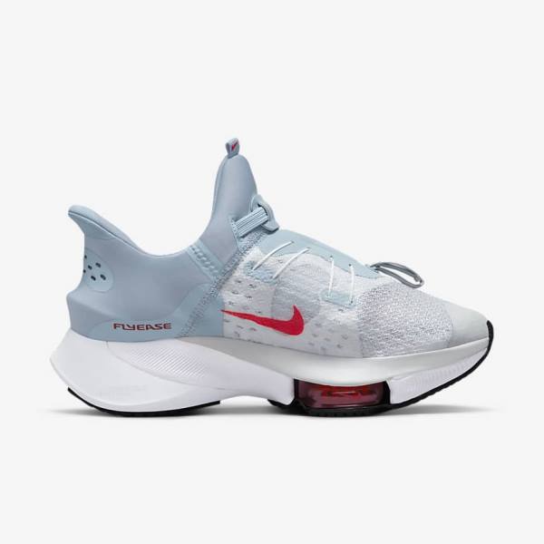 Buty do Biegania Damskie Nike Air Zoom Tempo NEXT% FlyEase Easy On-Off Szosowe Głęboka Niebieskie Platyna Białe Czerwone | NK465WQO