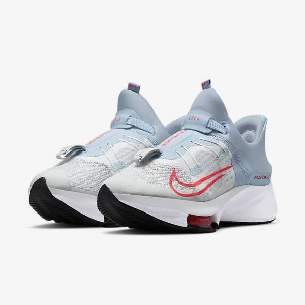 Buty do Biegania Damskie Nike Air Zoom Tempo NEXT% FlyEase Easy On-Off Szosowe Głęboka Niebieskie Platyna Białe Czerwone | NK465WQO