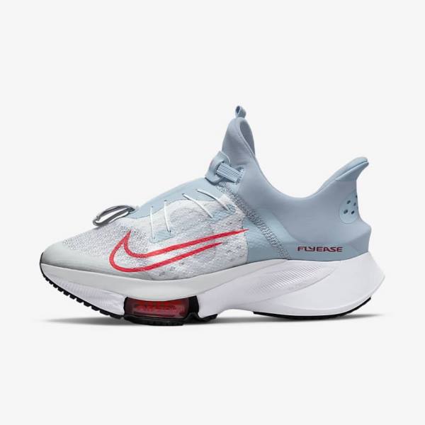 Buty do Biegania Damskie Nike Air Zoom Tempo NEXT% FlyEase Easy On-Off Szosowe Głęboka Niebieskie Platyna Białe Czerwone | NK465WQO