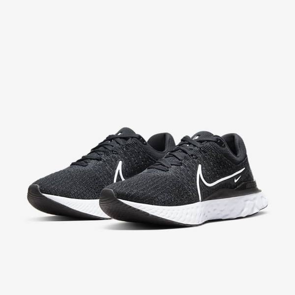 Buty do Biegania Damskie Nike React Infinity Run Flyknit 3 Szosowe Czarne Białe | NK297DOC