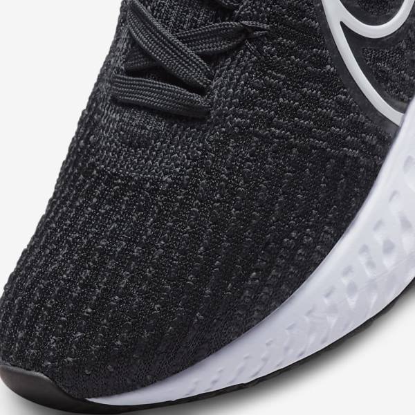 Buty do Biegania Damskie Nike React Infinity Run Flyknit 3 Szosowe Czarne Białe | NK297DOC