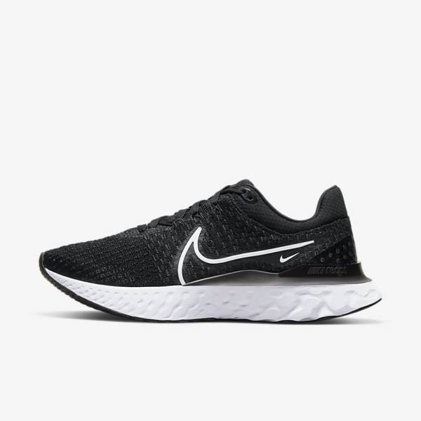 Buty do Biegania Damskie Nike React Infinity Run Flyknit 3 Szosowe Czarne Białe | NK297DOC