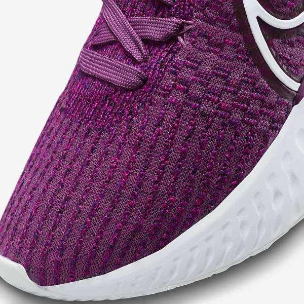 Buty do Biegania Damskie Nike React Infinity Run Flyknit 3 Szosowe Głęboka Bordowe Różowe Białe | NK298PMR