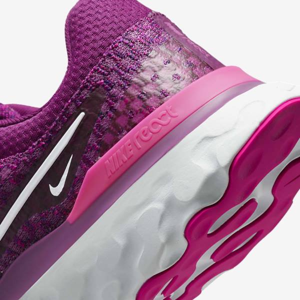 Buty do Biegania Damskie Nike React Infinity Run Flyknit 3 Szosowe Głęboka Bordowe Różowe Białe | NK298PMR