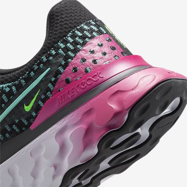 Buty do Biegania Damskie Nike React Infinity Run Flyknit 3 Szosowe Czarne Różowe Turkusowe Turkusowe | NK358OMV