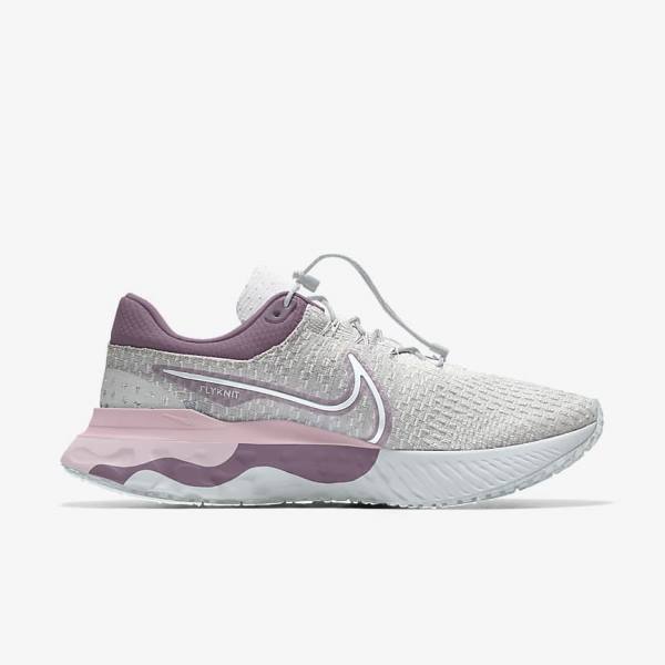 Buty do Biegania Damskie Nike React Infinity Run 3 By You Custom Szosowe Szare Platyna Szare | NK453OBM