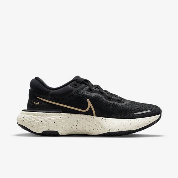 Buty do Biegania Damskie Nike ZoomX Invincible Run Flyknit Szosowe Czarne Metal Złote | NK506ULE