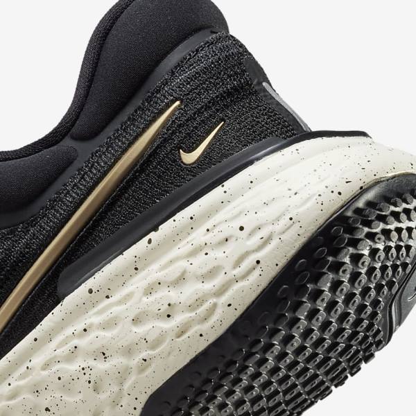 Buty do Biegania Damskie Nike ZoomX Invincible Run Flyknit Szosowe Czarne Metal Złote | NK506ULE