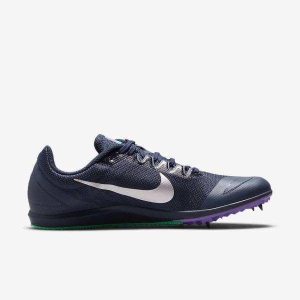 Buty do Biegania Damskie Nike Zoom Rival D 10 Athletics Distance Spikes Obsidian Turkusowe Metal Srebrne | NK516KJG