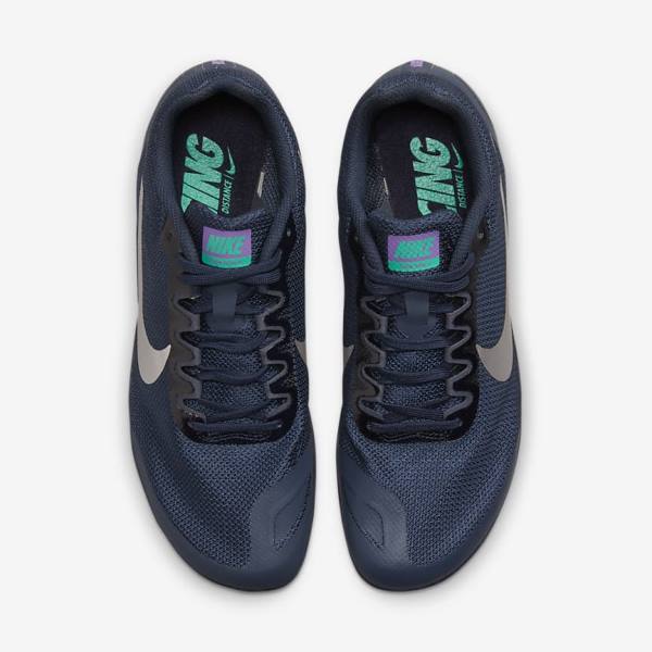 Buty do Biegania Damskie Nike Zoom Rival D 10 Athletics Distance Spikes Obsidian Turkusowe Metal Srebrne | NK516KJG