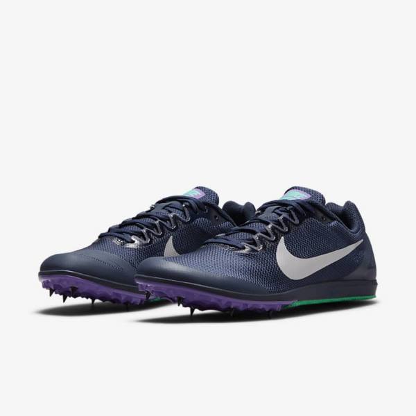 Buty do Biegania Damskie Nike Zoom Rival D 10 Athletics Distance Spikes Obsidian Turkusowe Metal Srebrne | NK516KJG