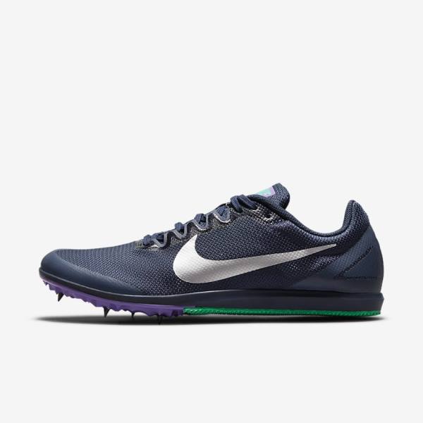 Buty do Biegania Damskie Nike Zoom Rival D 10 Athletics Distance Spikes Obsidian Turkusowe Metal Srebrne | NK516KJG