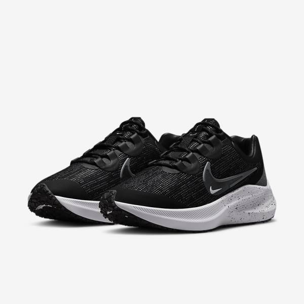 Buty do Biegania Damskie Nike Zoom Winflo 8 Shield Weatherised Szosowe Czarne Metal Srebrne Niebieskie Szare | NK061GEB