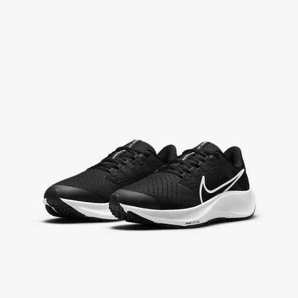 Buty do Biegania Dziecięce Nike Air Zoom Pegasus 38 Older Szosowe Czarne Ciemny Szare Białe | NK240XSI