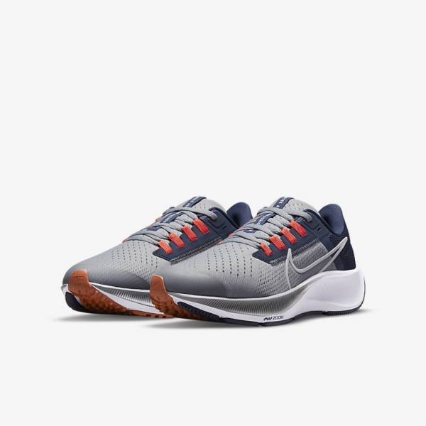 Buty do Biegania Dziecięce Nike Air Zoom Pegasus 38 Older Szosowe Szare Granatowe Pomarańczowe Białe | NK940YUR