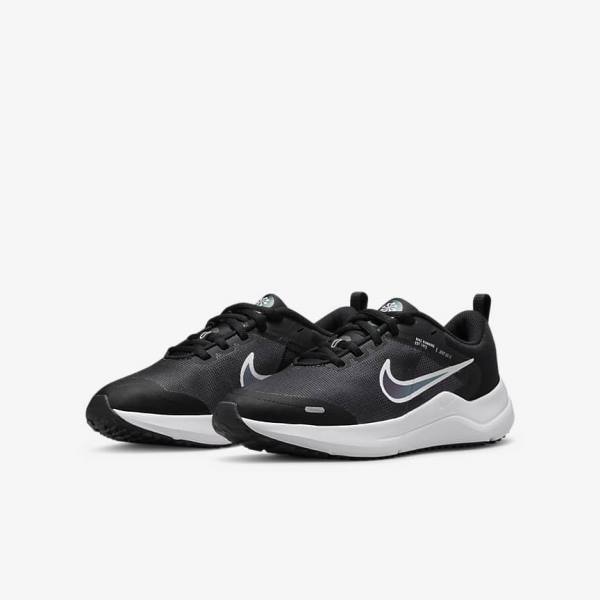 Buty do Biegania Dziecięce Nike Downshifter 12 Older Szosowe Czarne Ciemny Szare Białe | NK169DZR