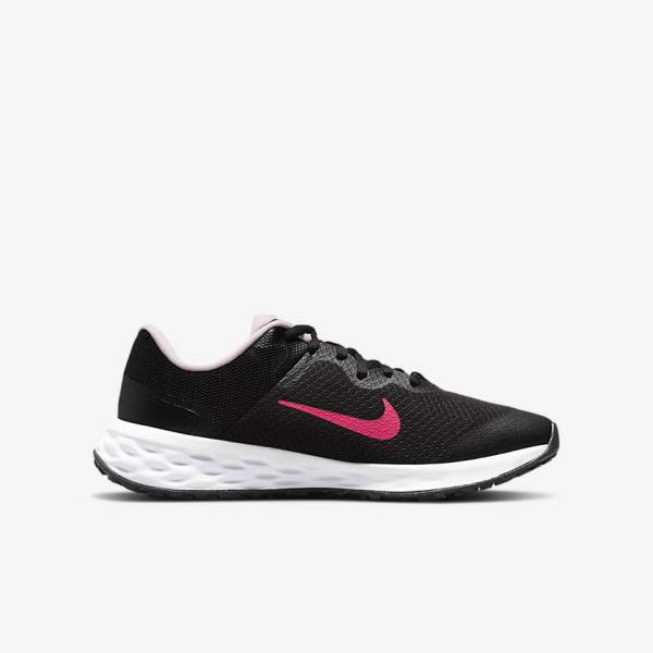 Buty do Biegania Dziecięce Nike Revolution 6 Older Szosowe Czarne Różowe | NK102KPD