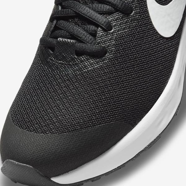 Buty do Biegania Dziecięce Nike Revolution 6 Older Szosowe Czarne Ciemny Szare Białe | NK253WOS