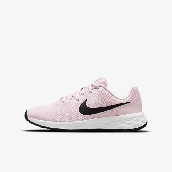 Buty do Biegania Dziecięce Nike Revolution 6 Older Szosowe Różowe Czarne | NK310PMY