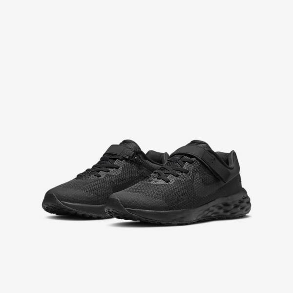 Buty do Biegania Dziecięce Nike Revolution 6 FlyEase Older Easy On-Off Szosowe Czarne Ciemny Szare | NK431OQS