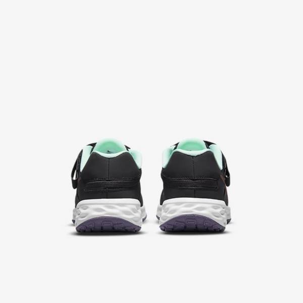 Buty do Biegania Dziecięce Nike Revolution 6 FlyEase Older Easy On-Off Szosowe Czarne Mięta Fioletowe Metal Czerwone Brązowe | NK654RZA