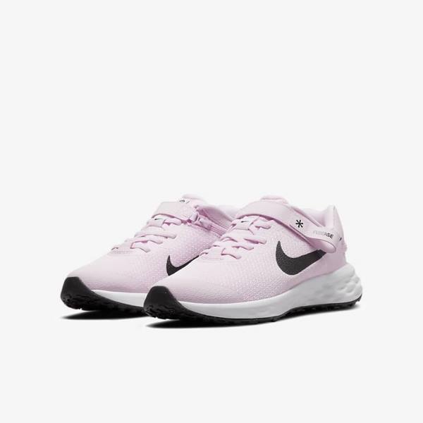 Buty do Biegania Dziecięce Nike Revolution 6 FlyEase Older Easy On-Off Szosowe Różowe Czarne | NK783QCF