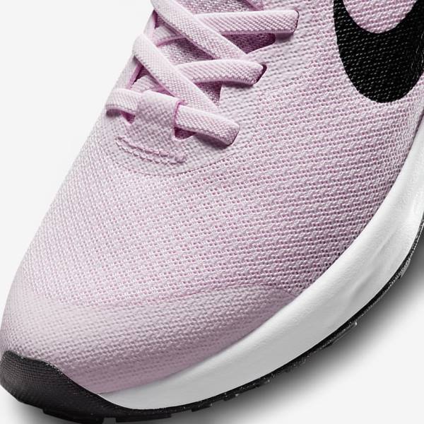 Buty do Biegania Dziecięce Nike Revolution 6 FlyEase Older Easy On-Off Szosowe Różowe Czarne | NK783QCF