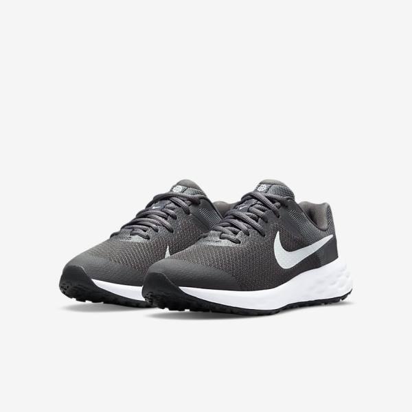 Buty do Biegania Dziecięce Nike Revolution 6 Older Szosowe Szare Białe | NK890SPN