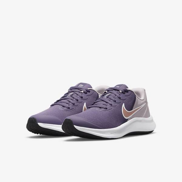 Buty do Biegania Dziecięce Nike Star Runner 3 Older Szosowe Fioletowe Szare Metal Czerwone Brązowe | NK967KYC