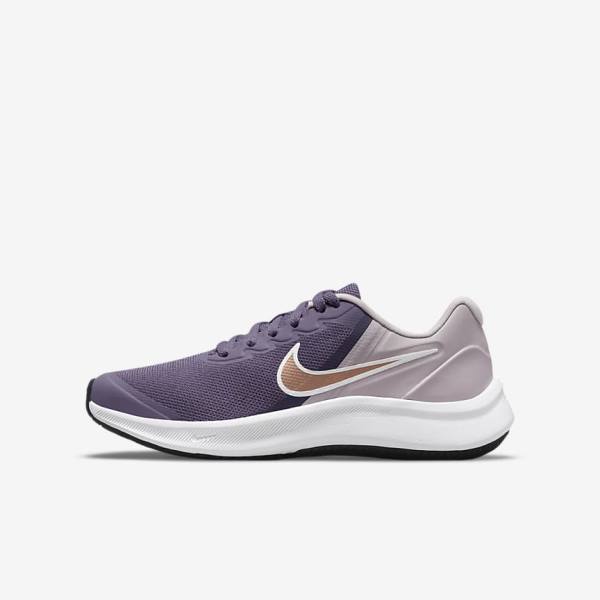 Buty do Biegania Dziecięce Nike Star Runner 3 Older Szosowe Fioletowe Szare Metal Czerwone Brązowe | NK967KYC