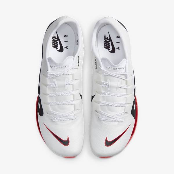 Buty do Biegania Męskie Nike Air Zoom Maxfly More Uptempo Athletics Sprinting Spikes Białe Czerwone Czarne | NK687THZ