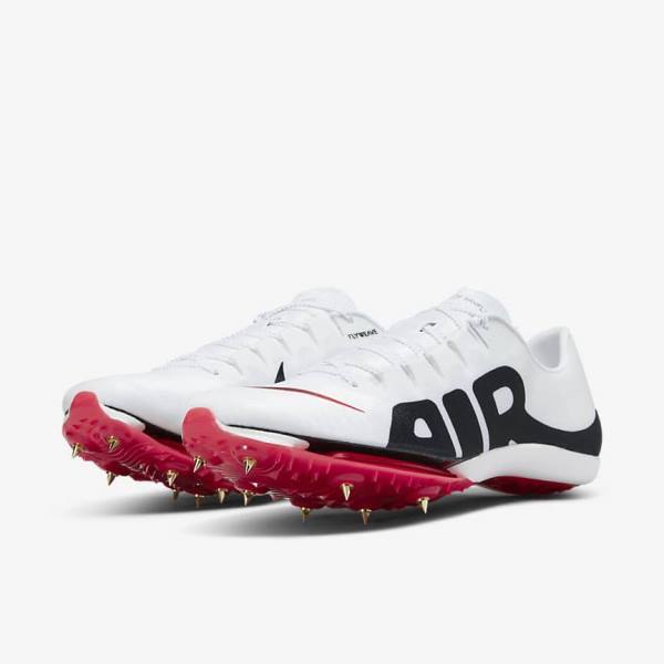 Buty do Biegania Męskie Nike Air Zoom Maxfly More Uptempo Athletics Sprinting Spikes Białe Czerwone Czarne | NK687THZ