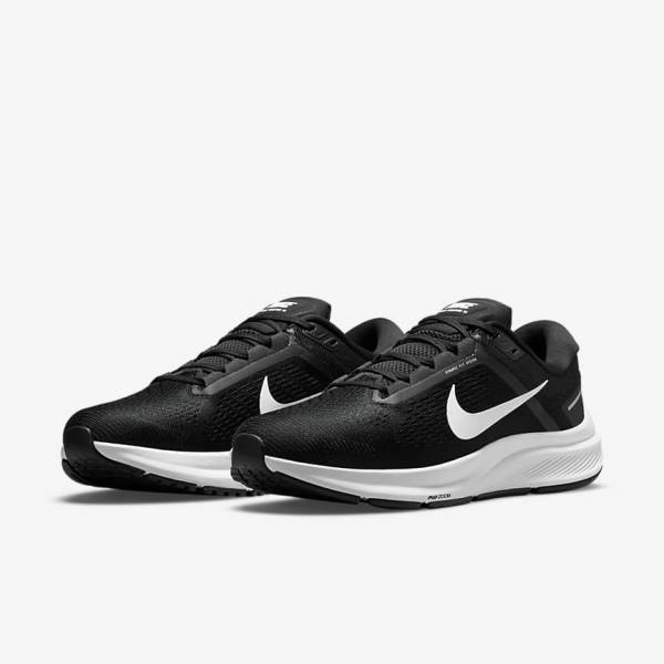 Buty do Biegania Męskie Nike Air Zoom Structure 24 Szosowe Czarne Białe | NK153FOA