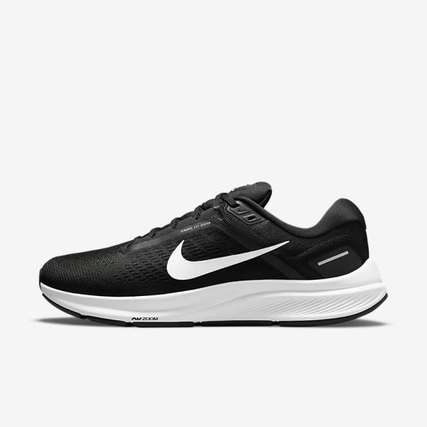 Buty do Biegania Męskie Nike Air Zoom Structure 24 Szosowe Czarne Białe | NK153FOA