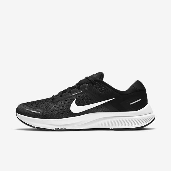 Buty do Biegania Męskie Nike Air Zoom Structure 23 Szosowe Czarne Ciemny Szare Białe | NK981JMF