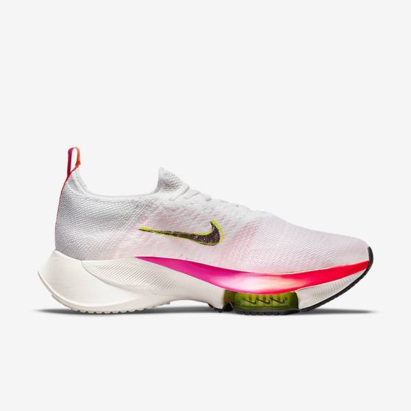 Buty do Biegania Męskie Nike Air Zoom Tempo NEXT% Flyknit Szosowe Białe Koralowe Różowe Czarne | NK284HML