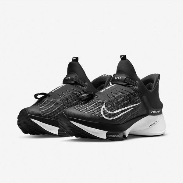 Buty do Biegania Męskie Nike Air Zoom Tempo NEXT% FlyEase Easy On-Off Szosowe Czarne Białe | NK526RHW