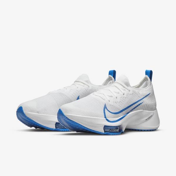 Buty do Biegania Męskie Nike Air Zoom Tempo NEXT% Szosowe Białe Platyna Czarne Niebieskie | NK526YCR