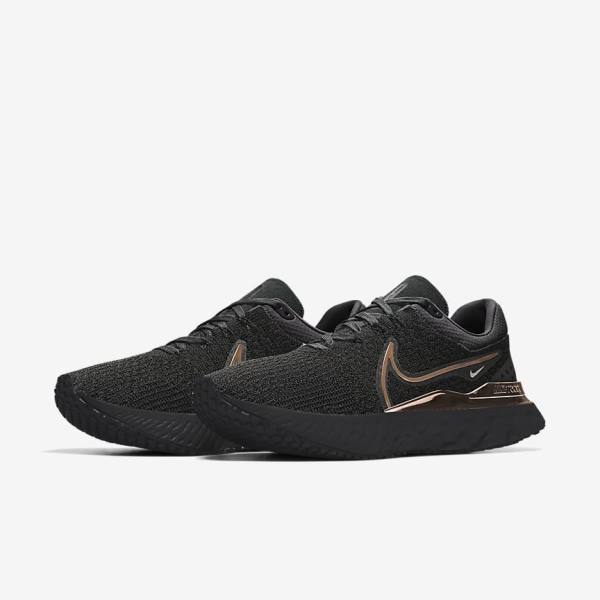 Buty do Biegania Męskie Nike React Infinity Run 3 By You Custom Szosowe Czarne | NK190DER