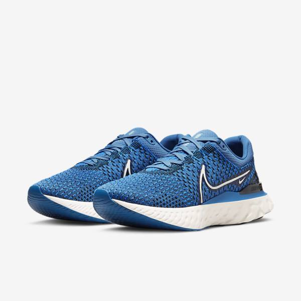 Buty do Biegania Męskie Nike React Infinity Run Flyknit 3 Szosowe Niebieskie Czarne | NK547BOA