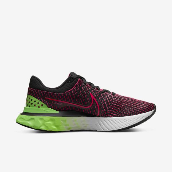 Buty do Biegania Męskie Nike React Infinity Run Flyknit 3 Szosowe Czarne Zielone Czerwone | NK659EMA