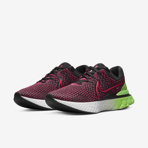 Buty do Biegania Męskie Nike React Infinity Run Flyknit 3 Szosowe Czarne Zielone Czerwone | NK659EMA