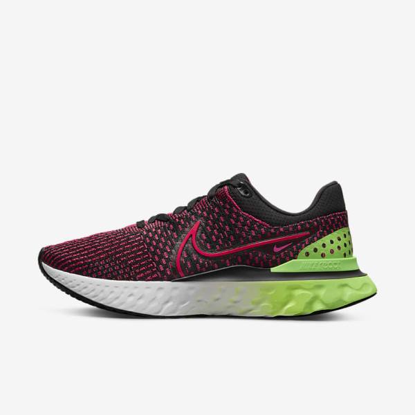 Buty do Biegania Męskie Nike React Infinity Run Flyknit 3 Szosowe Czarne Zielone Czerwone | NK659EMA