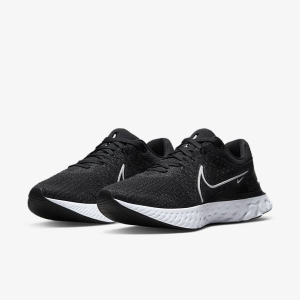 Buty do Biegania Męskie Nike React Infinity Run Flyknit 3 Szosowe Czarne Białe | NK693LCY