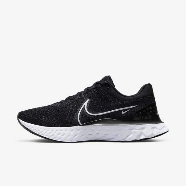 Buty do Biegania Męskie Nike React Infinity Run Flyknit 3 Szosowe Czarne Białe | NK693LCY